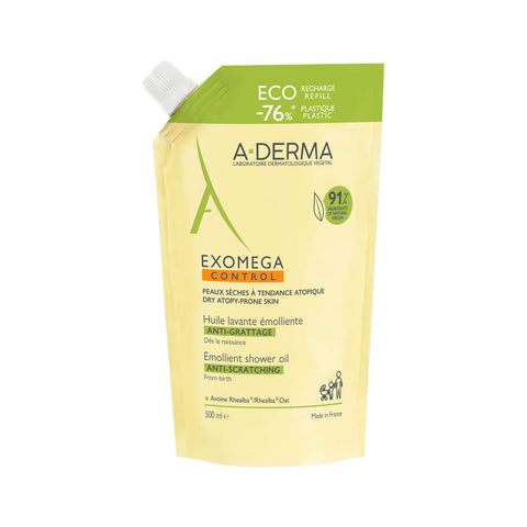 ADERMA  EXOMEGA CONTROL ACEITE LIMPIADOR EMOLIENTE ECOREFILL 500 ML