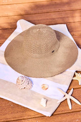 COOLIBAR Sombrero plegable de ala ancha Perla